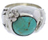 Southwestern Silver And Turquoise Flower Ring Size 7-1/2 UX33321